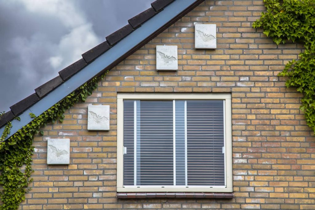 Bat boxes installed on a home.