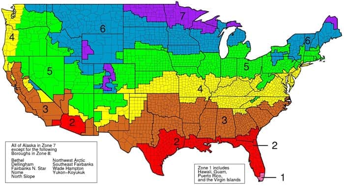 Zones for insulation requirements in homes.