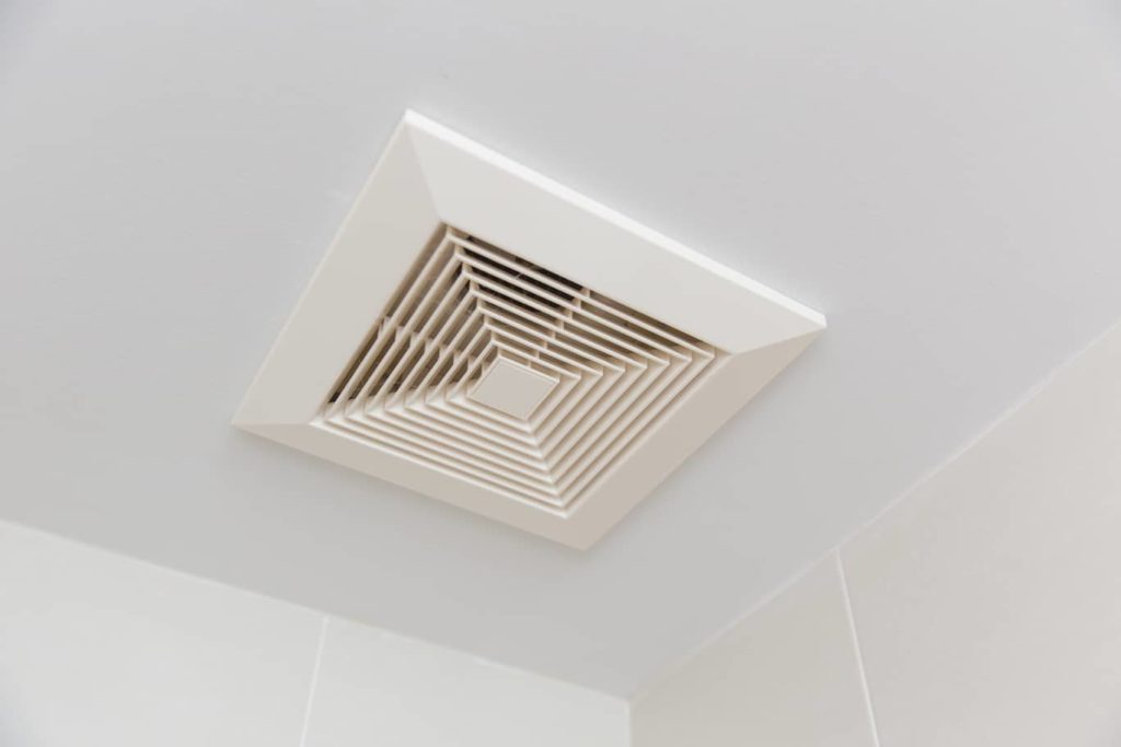 Bathroom fan pulls the moisture and helps keep centipedes out of the house.